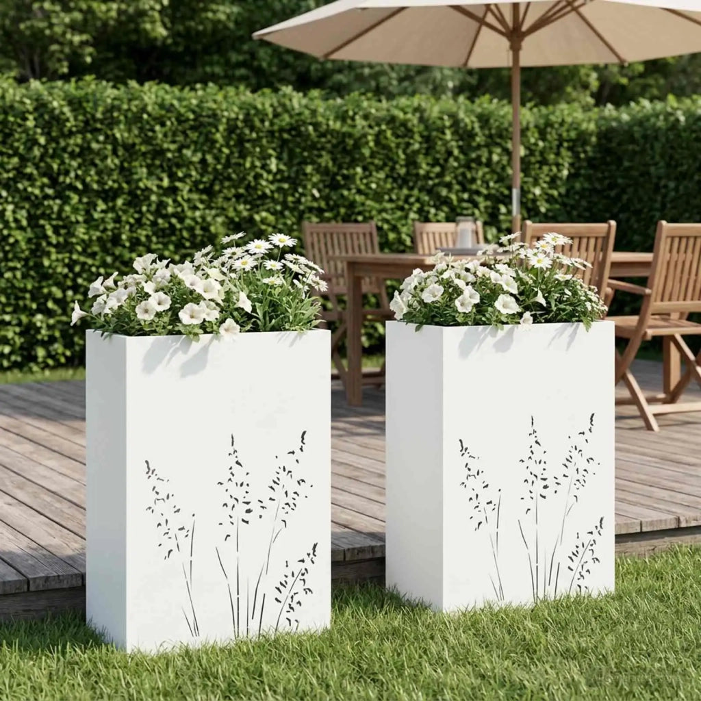 Vaso da giardino 2 pz Bianco 50 x 30 x 75 cm 8005781