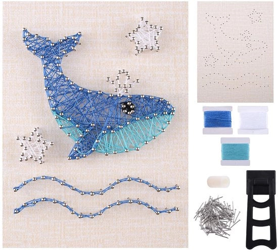 Kit di Arte della Rete 3D Balena - Kit Hobby Fai da Te - Decorazione per le Pareti - Kit di Artigianato Creativo - Regalo Unico - Set Completo Tutti in Uno