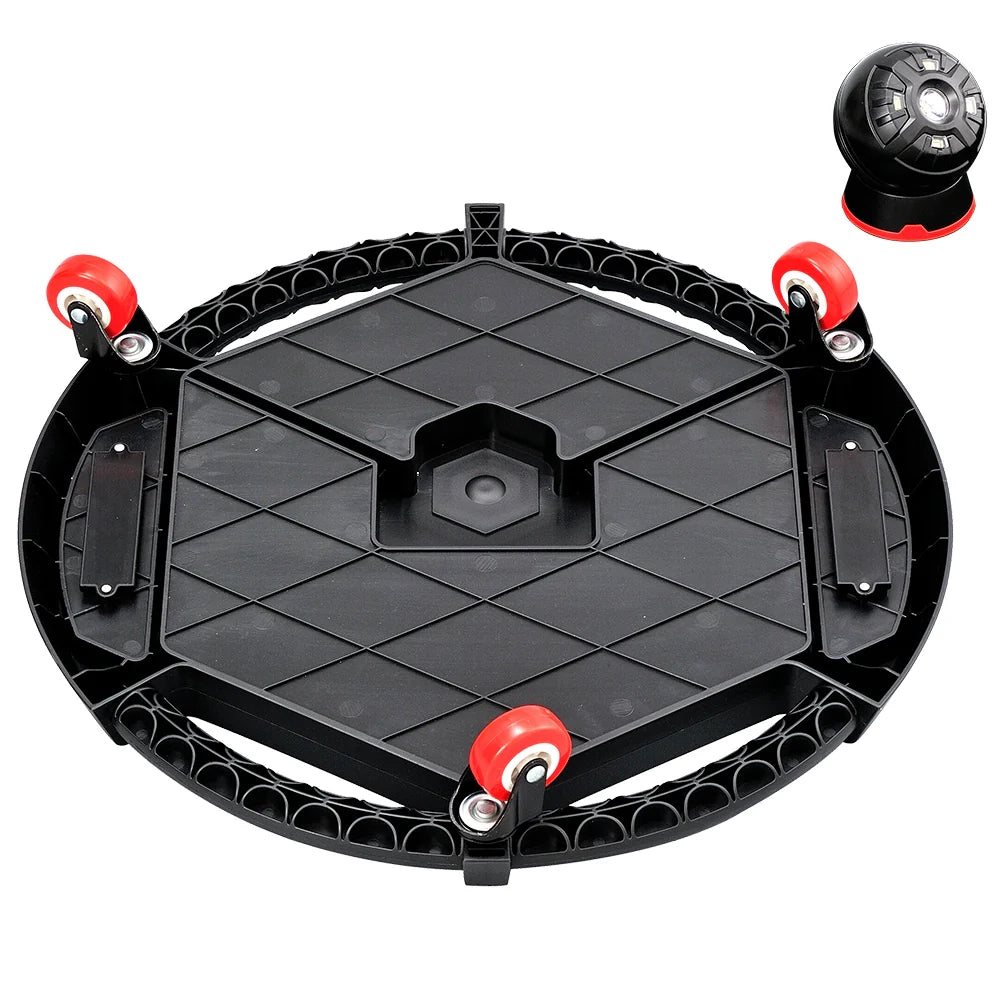 Vassoio Porta Utensili 52,5x42,5x11,5 cm Sottomacchina con 4 Ruote Luce LED e Base Magnetica in PU Nero