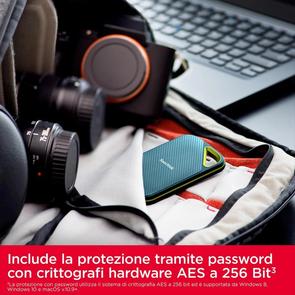 Extreme PRO 2 TB SSD portatile (velocità massima di 2000 MB/s, crittografia hardware a 256 bit, la protezione da cadute da un massimo di tre metri, protezione contro acqua e polvere) Monterey