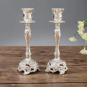 Set di Sostegni per Candelabro di Sabato da 2 - Metallo Argentato - Sostegni Decorativi per Candelabri - Per Candelabri di Sabato Taper