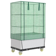 Fioriere | Cassetta per fiori | Letto Rialzato con Copertura e Ruote Effetto Rattan 80x50x182cm