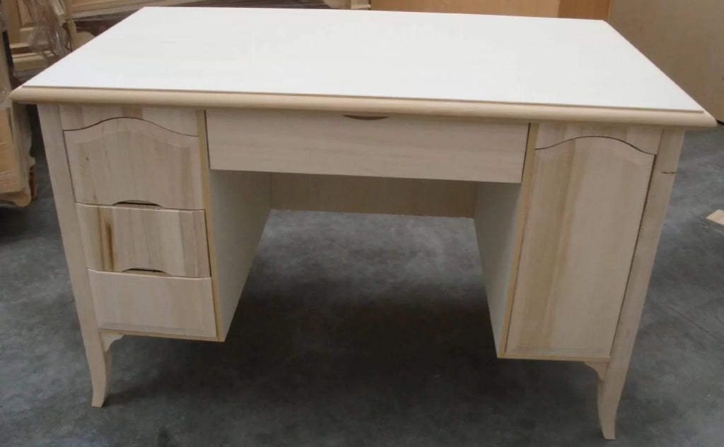 Scrivania 3 cassetti 1 porta arte povera grezzo 130x75x80 (2129) - Mobili 2G