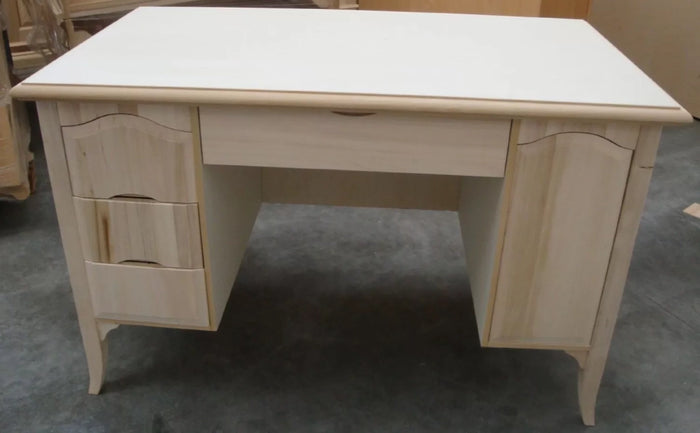 Scrivania 3 cassetti 1 porta arte povera grezzo 130x75x80 (2129) - Mobili 2G