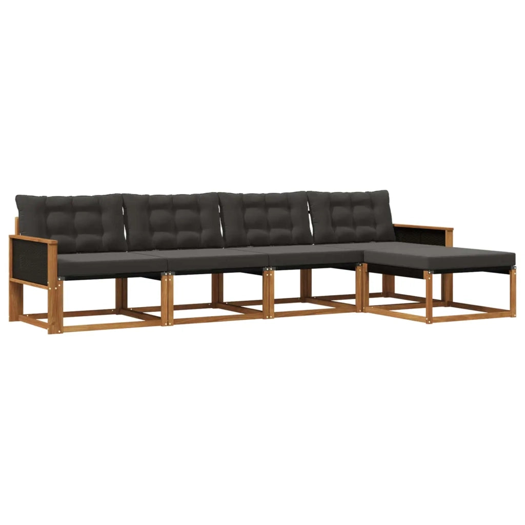 Set di divani da esterno 5 pz Naturale e Nero 3381352