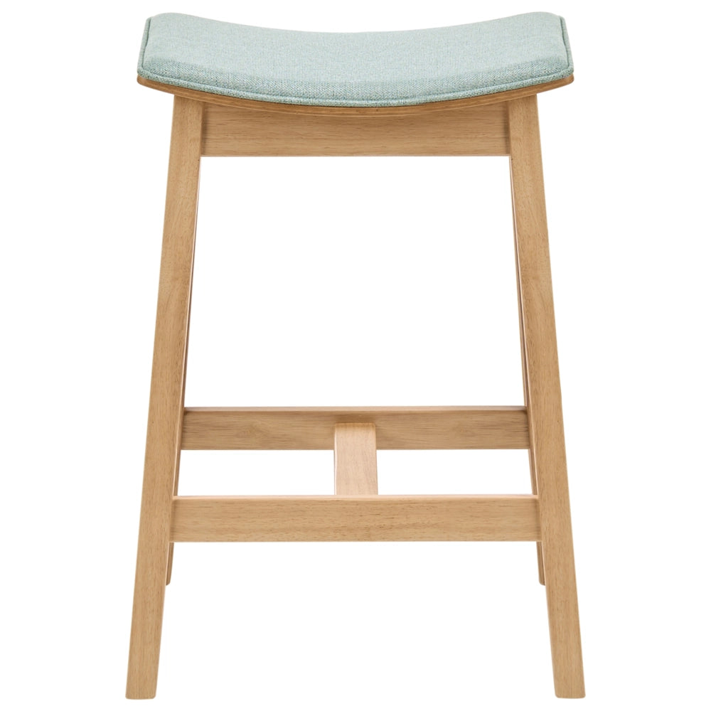 Set di 2 sedie da bar Seduta imbottita Legno chiaro e verde menta elegante