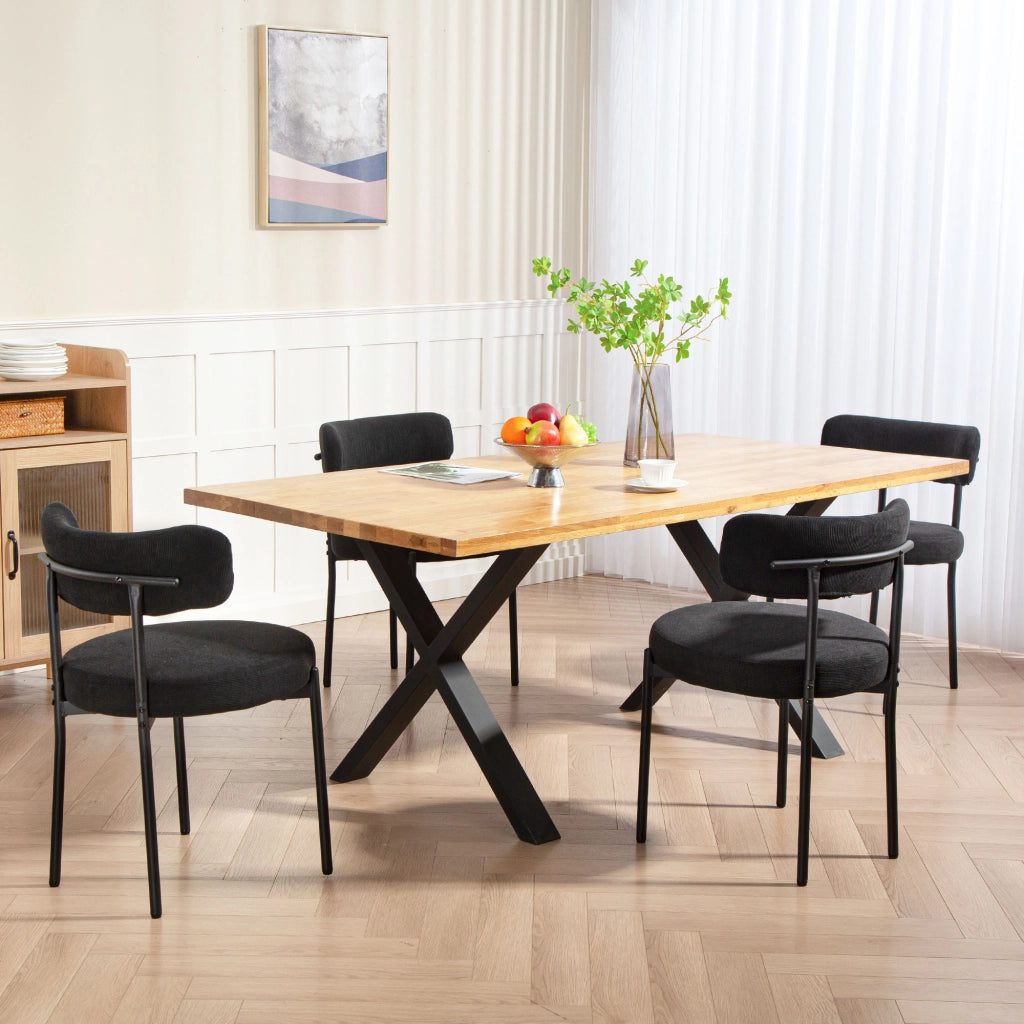Set di 4 sedie da pranzo con schienale in tessuto e gambe in metallo ¨C zephmum ¨C nero 51x51x76 cm