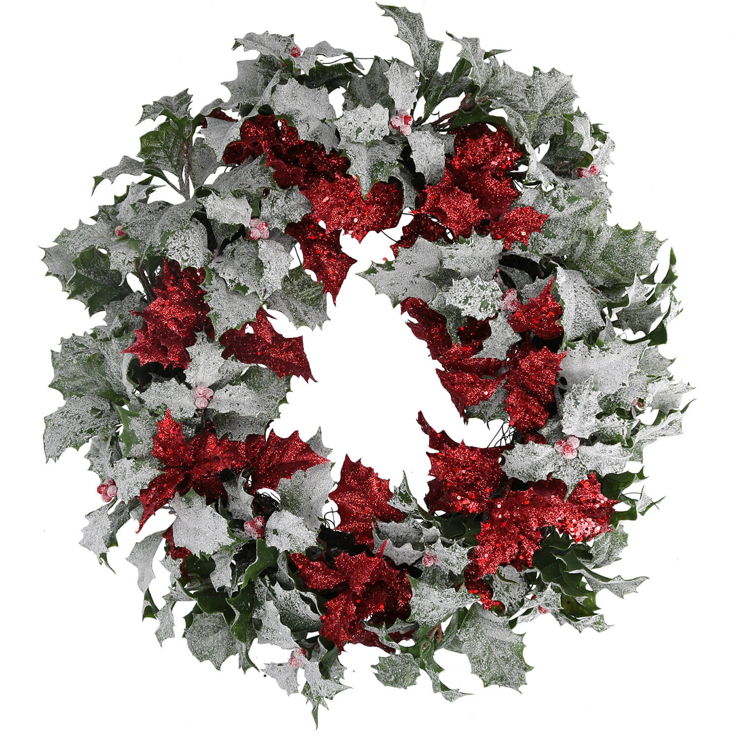 Coroncina con pungitopo rosso cm Ø34xh45