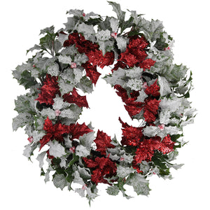 Coroncina con pungitopo rosso cm Ø34xh45