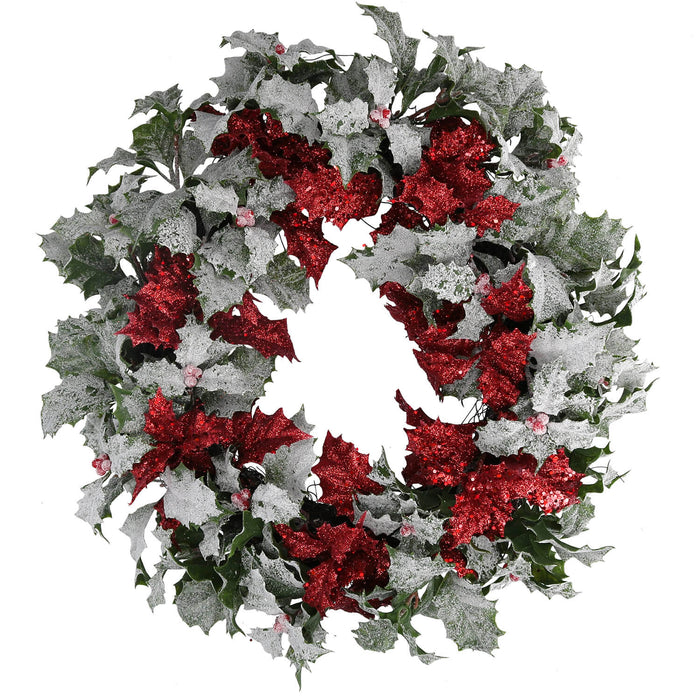 Coroncina con pungitopo rosso cm Ø34xh45