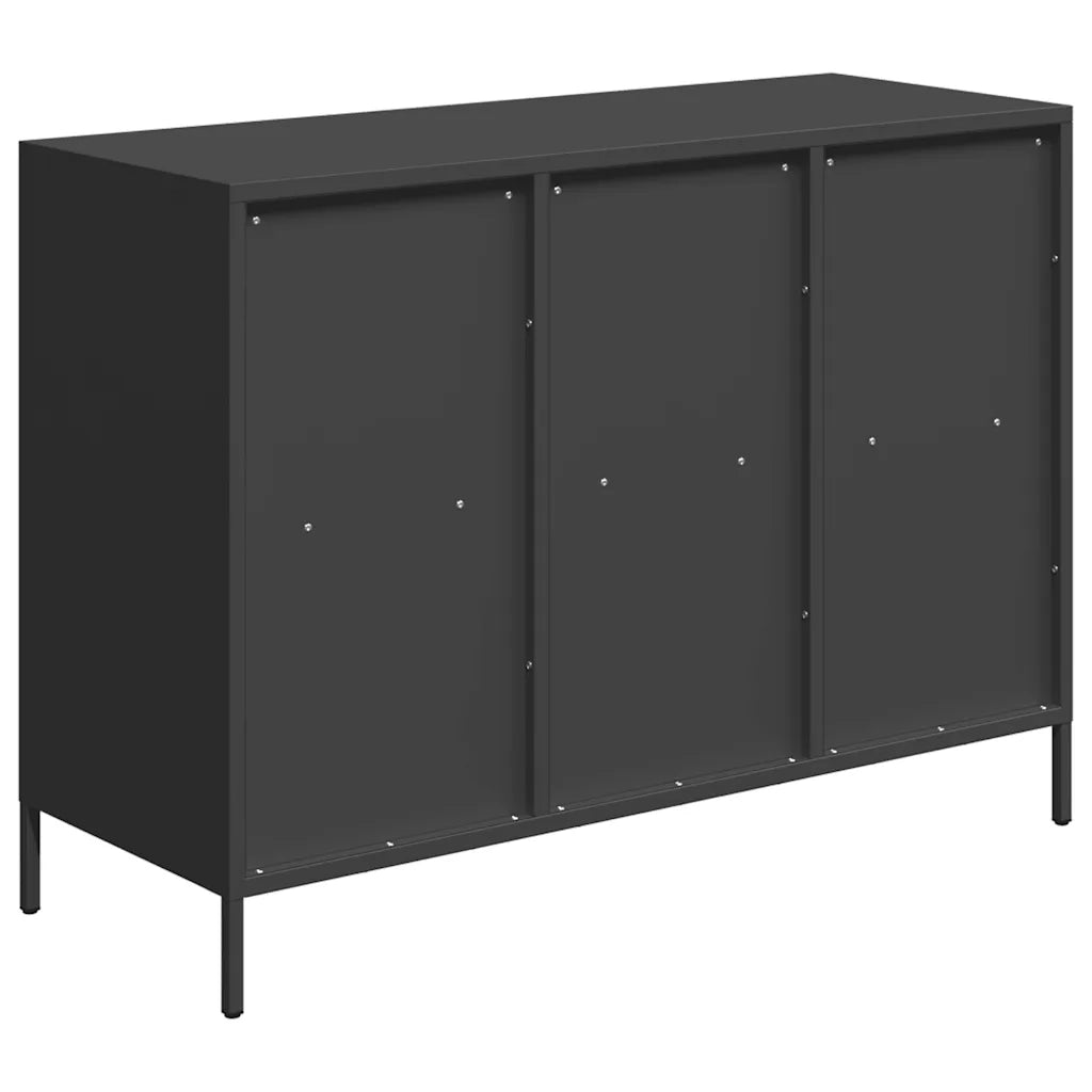 Credenza Nera 101,5x39x73,5 cm in Acciaio Laminato a Freddo