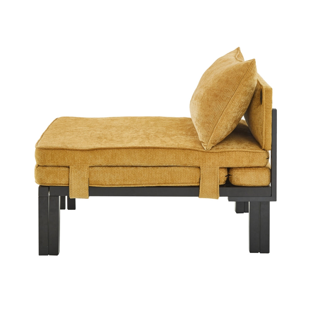 Poltrona letto pieghevole in velluto giallo con porta USB Type-C HOMVRA
