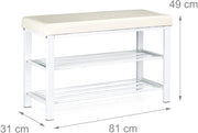 Panca portascarpe seduta sgabello in materiale sintetico 2 livelli bianco 13_0000360_2