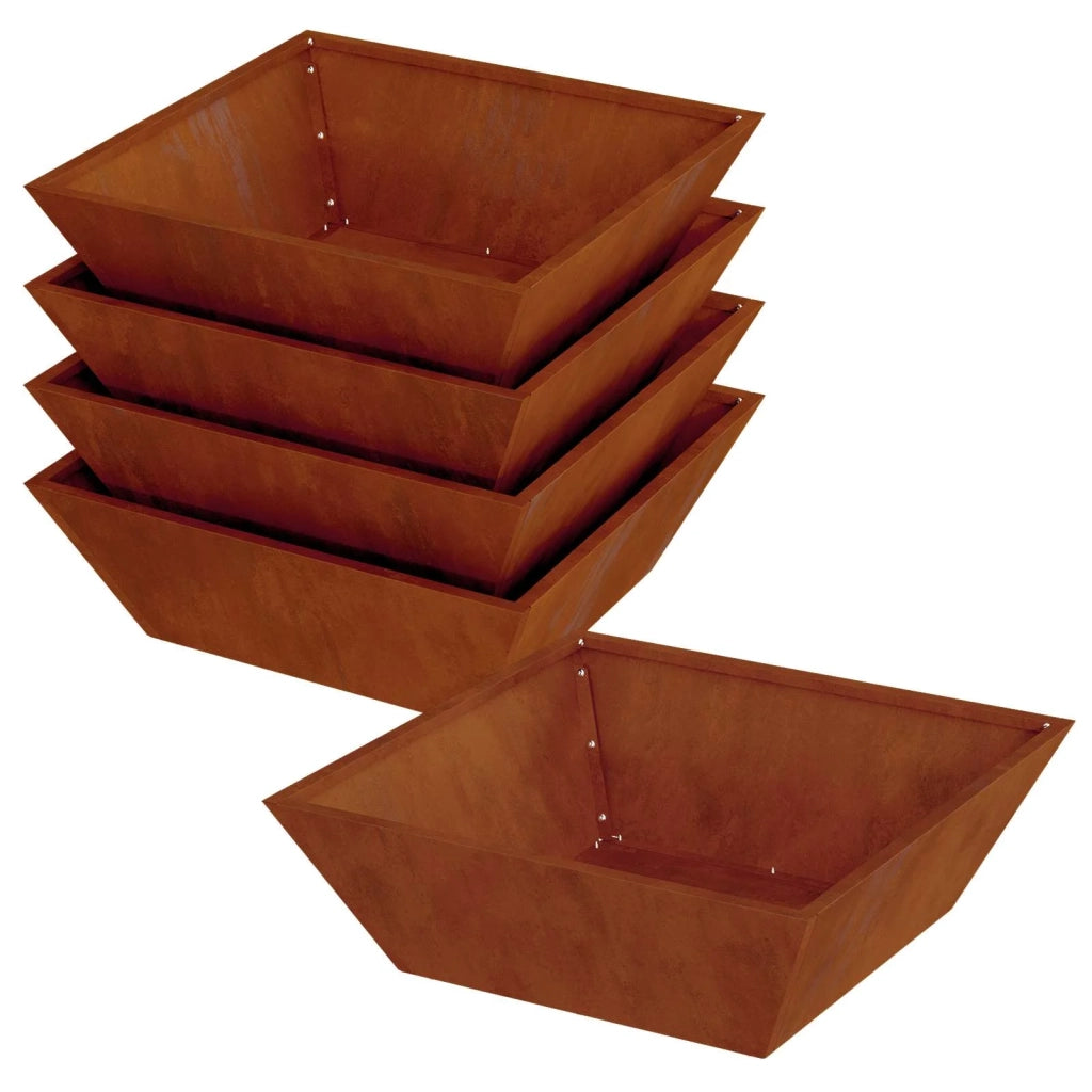 Vaso da giardino 5 pcs Ruggine 50 x 50 x 15 cm 873837