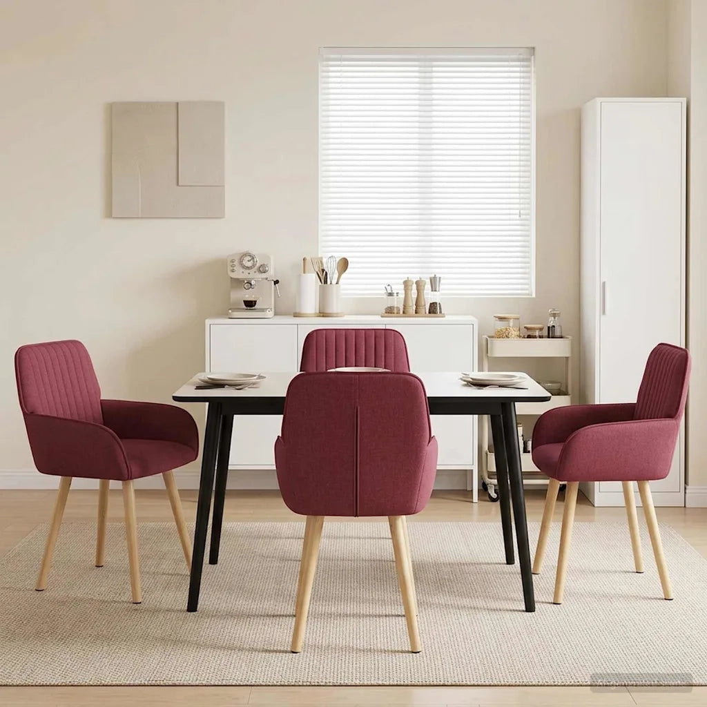 Sedie da pranzo 4 pcs Tessuto Rosso Vino 56,5 x 50 x 87,5 cm 3428196