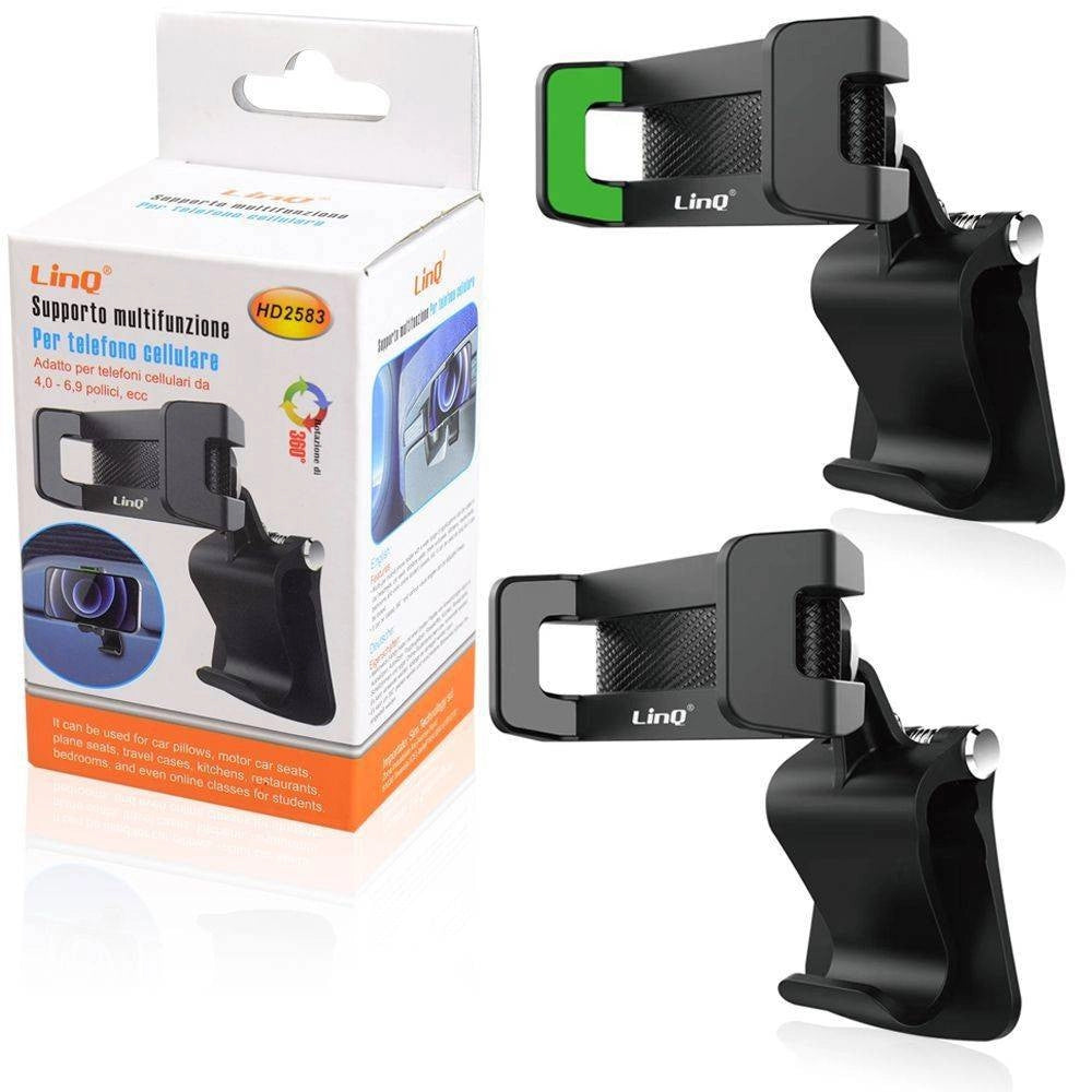 Trade Shop - Supporto Multifunzione Staffa Auto A Clip Pinza Per Smartphone Cellulare Hd2583 -