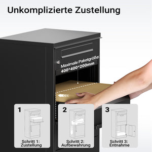 Cassetta postale per pacchi nera 500 x 370 x 1120 mm Portapacchi con serratura