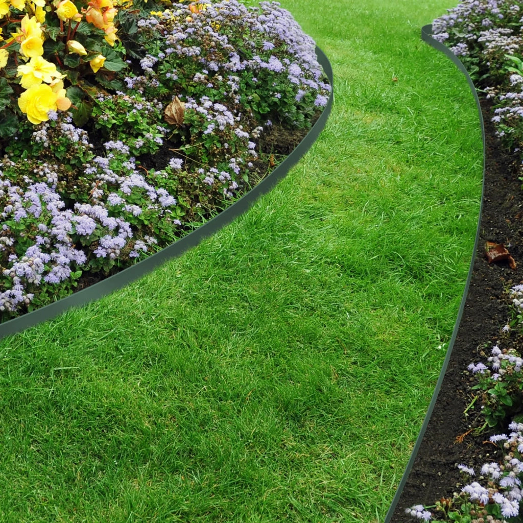 IDMarket - Bordature per prato flessible 10 mt verde altezza 5 cm + 30 picchetti