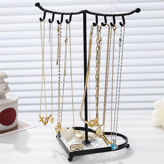 Sostegno per collane e bracciali, creativo supporto per gioielli, houder per catenine e bracciali, supporto per collane e anelli, albero per gioielli per catenine e bracciali, anelli e orecchini, nero