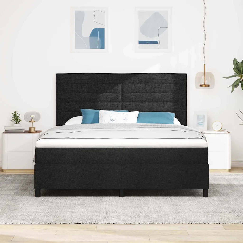 Letto a molle con materasso con led Nero 180 x 200 cm Tessuto