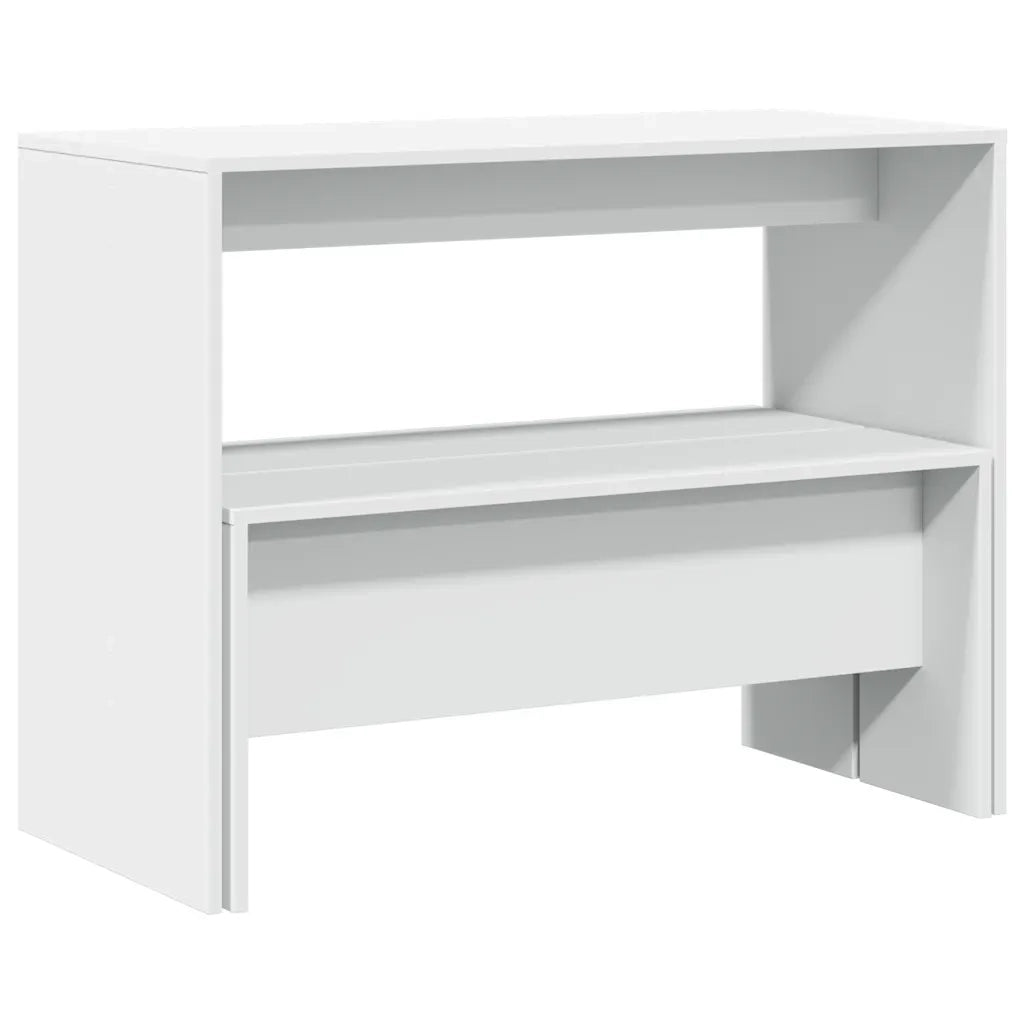 vidaXL Set Tavolo da Pranzo con Panche 3 pz Bianco in Truciolato