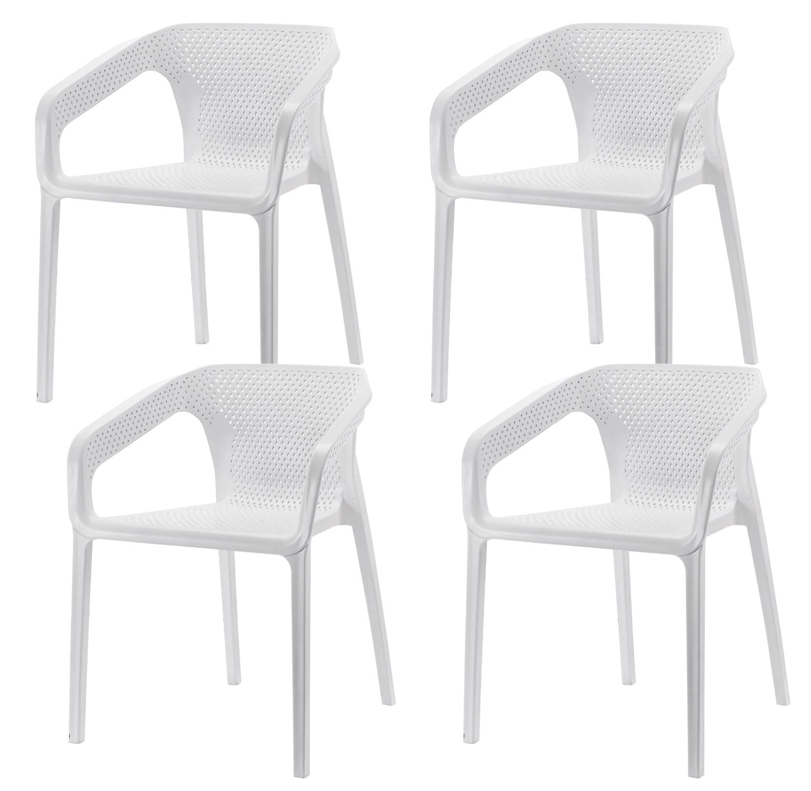 Set 4 Sedie da Giardino Impilabili 54x74x57 cm in Polipropilene Siena Bianca