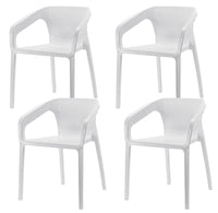 Set 4 Sedie da Giardino Impilabili 54x74x57 cm in Polipropilene Siena Bianca