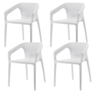 Set 4 Sedie da Giardino Impilabili 54x74x57 cm in Polipropilene Siena Bianca