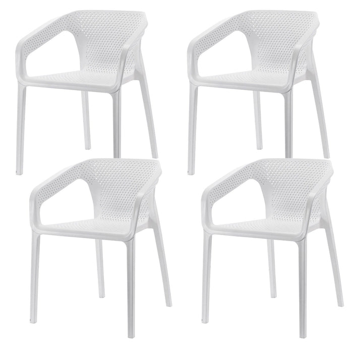 Set 4 Sedie da Giardino Impilabili 54x74x57 cm in Polipropilene Siena Bianca