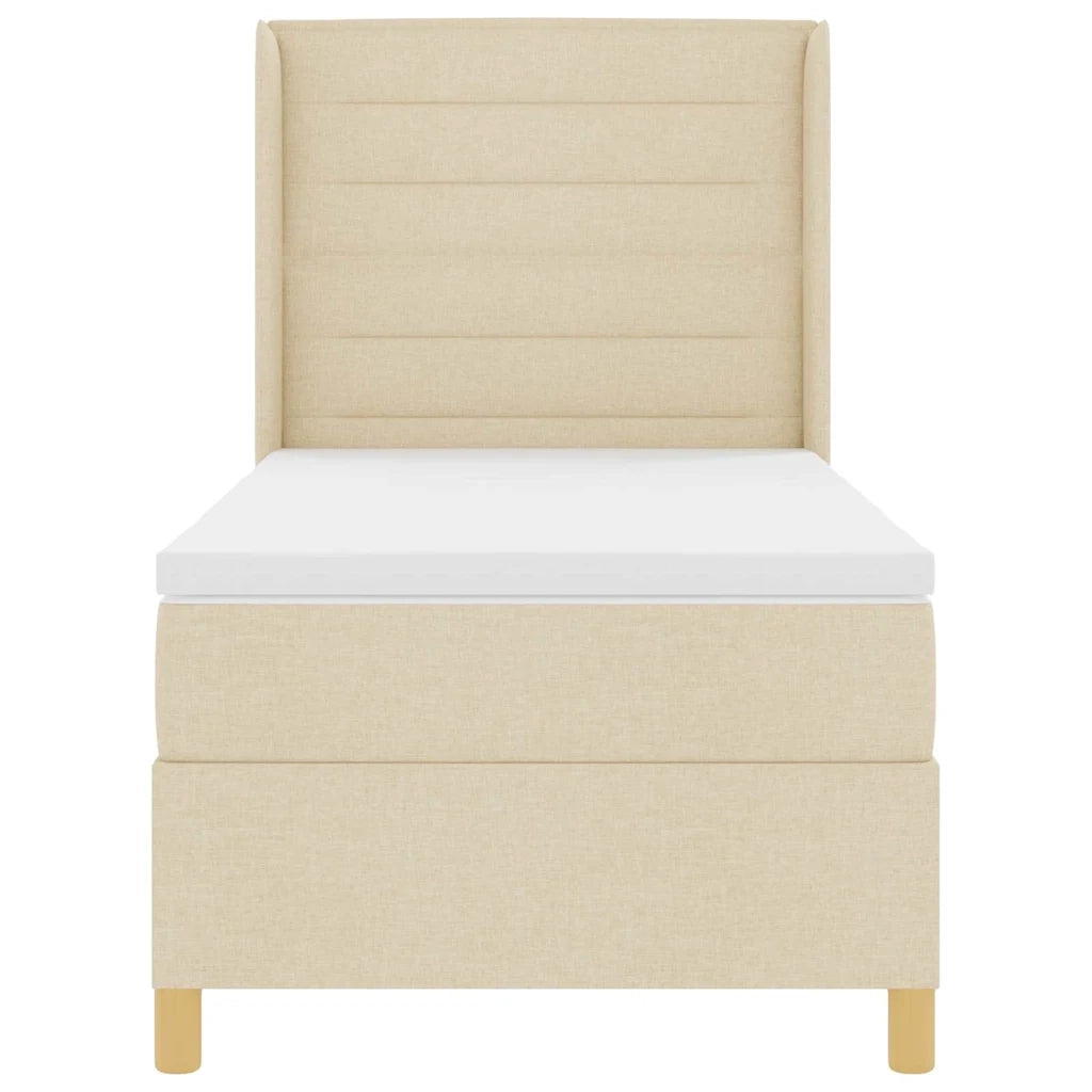 Letto a molle con materasso Crema 90 x 200 cm Tessuto 3341754