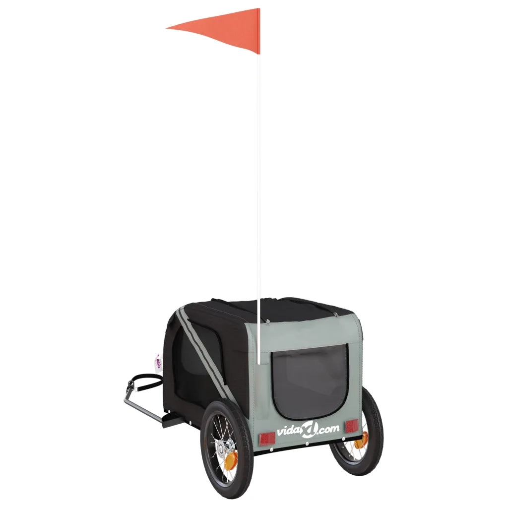 Rimorchio da Bici per Animali Grigio e Nero Oxford e Ferro CFW3930258