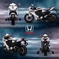 Moto Elettrica per Bambini con Licenza HONDA, Batteria 6V Ricaricabile, Velocità 3km/h, Bianco