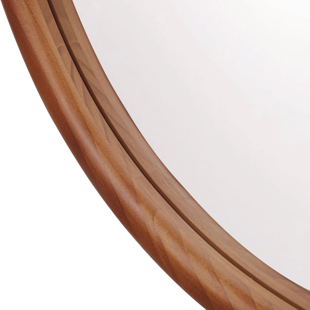 Specchio rotondo in legno di pino, 60cm, marrone