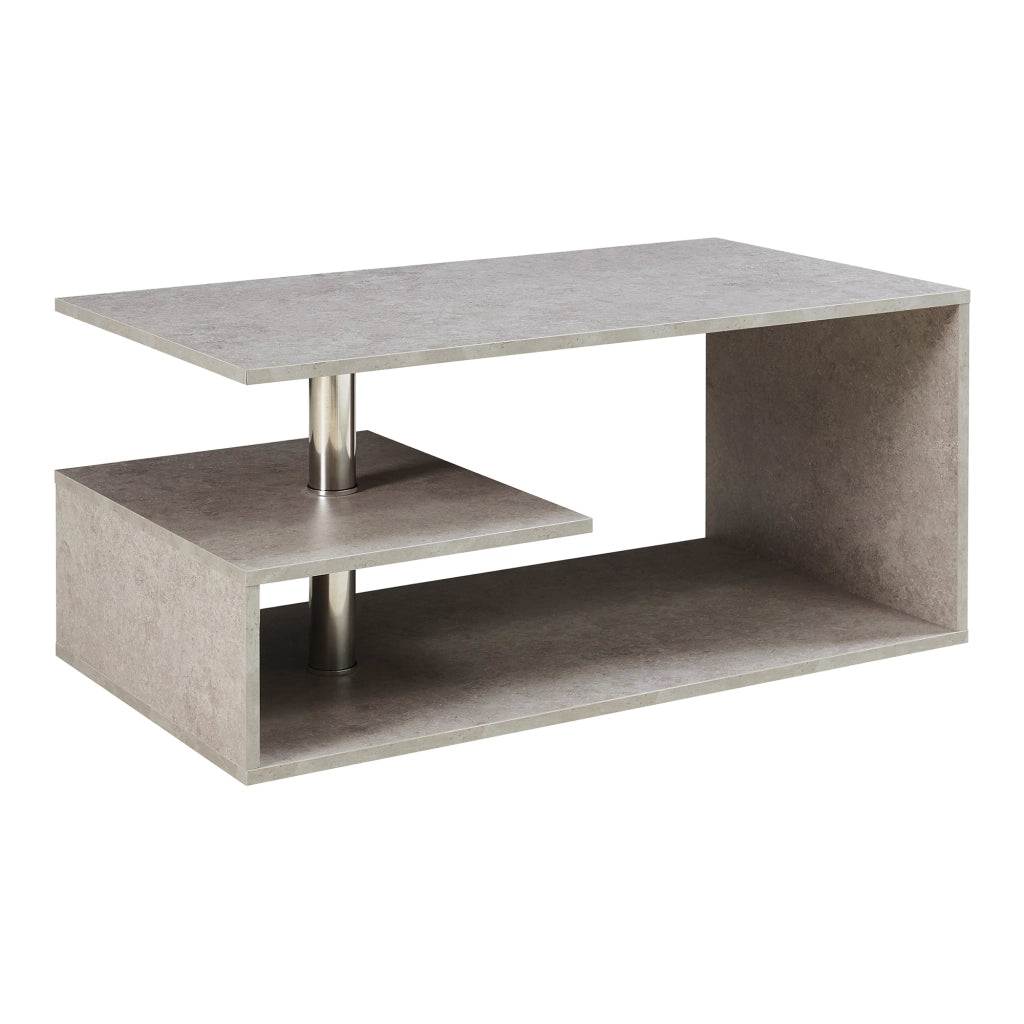 Tavolino da Salotto Haarlem con 3 Piani 90 x 50 x 41 cm - Effetto Cemento Chiaro [en.casa]