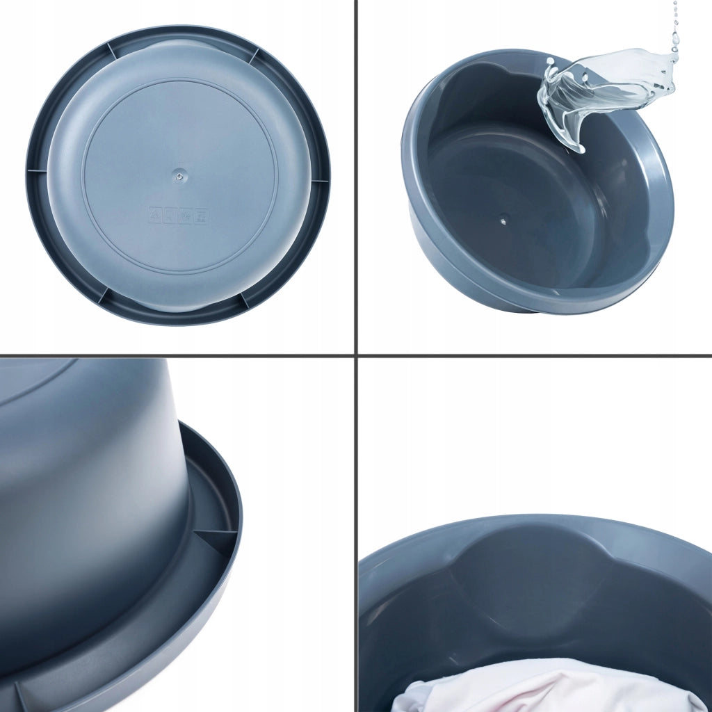 Bacinella per bucato KADAX da 9 litri, in plastica, rotonda, grigia