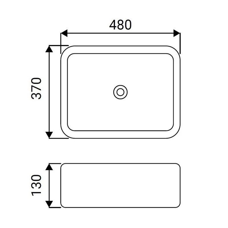 Lavabo da appoggio bianco lucido 480x370x130 mm con piletta inclusa