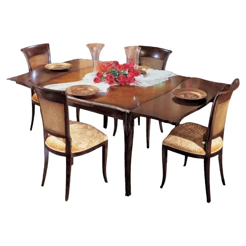 Tavolo quadrato allungabile classico tinta noce 120x120x78 - Mobili 2G