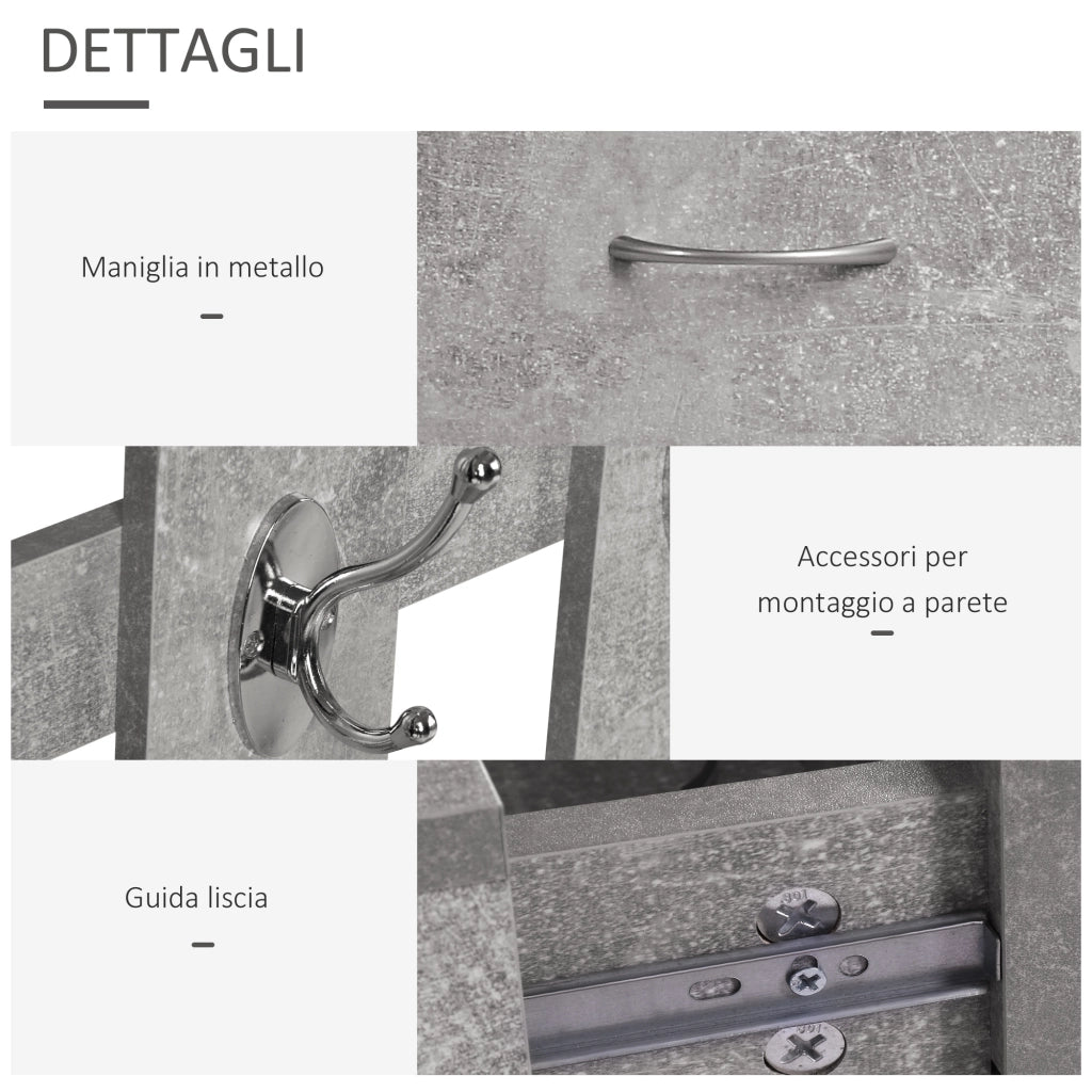 Mobile Ingresso Appendiabiti con Scarpiera e Specchio ¨C Zephmum ¨C Grigio Cemento