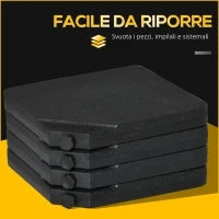 Base per Ombrellone da 4 Pezzi Riempibili con Acqua o Sabbia e Ganci di Connessione, Nero