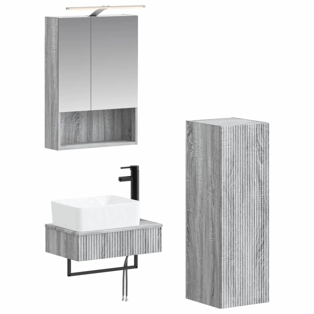 Set di Armadi da Bagno 4 pcs Sonoma grigio 50 x 14,5 x 70 cm 3407396