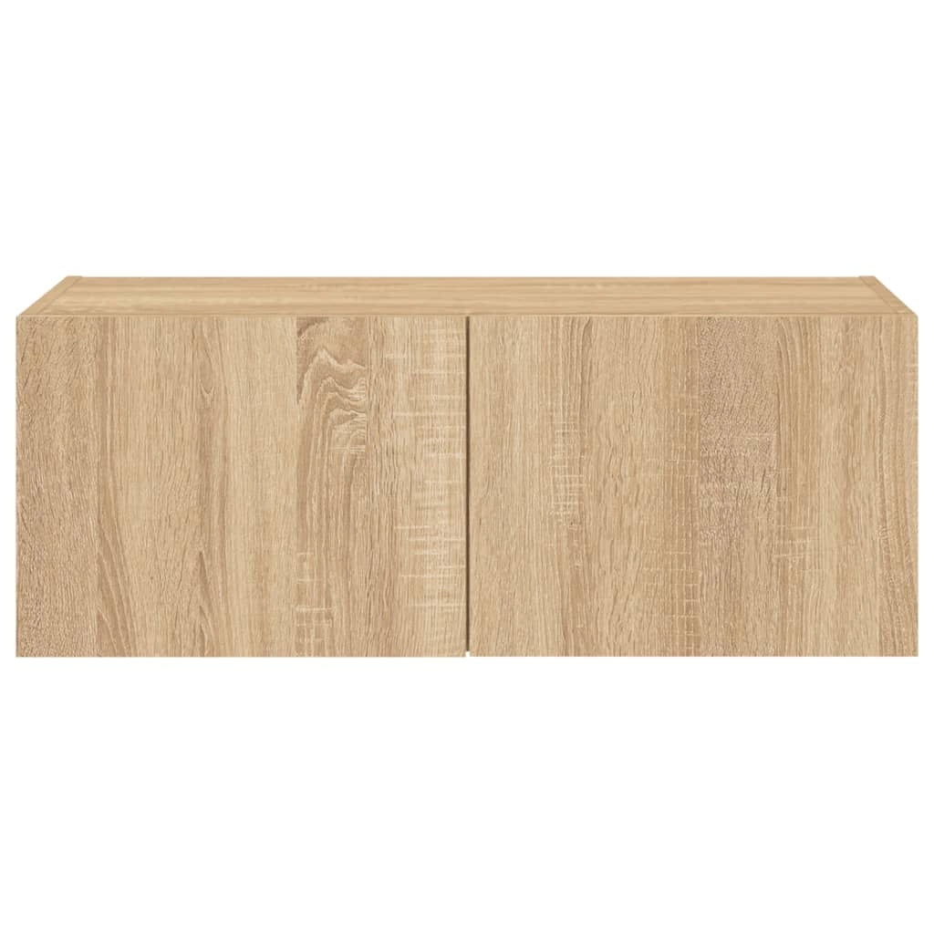 Mobile TV multimediale mensola TV credenza mobile TV sala da pranzo soggiorno parete attrezzata per camera da letto con luci LED rovere Sonoma 80 x 35 x 31 cm marrone 02_0028029