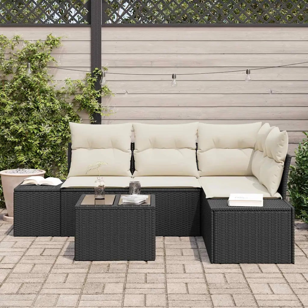 Set Divano da Giardino 5 pcs Nero polyrattan 3347047