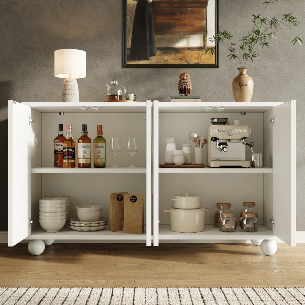 Madia con 2 Ante e Ripiano Regolabile; Antiribaltamento; Stile Moderno; in MDF; 120??35??71 cm; Bianco