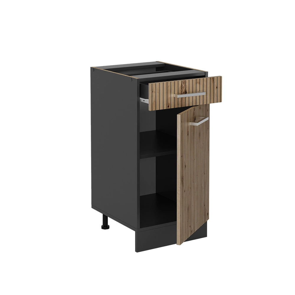Vicco Mobiletto base per cucina Rovere artigianale 40 cm , PL Antracite