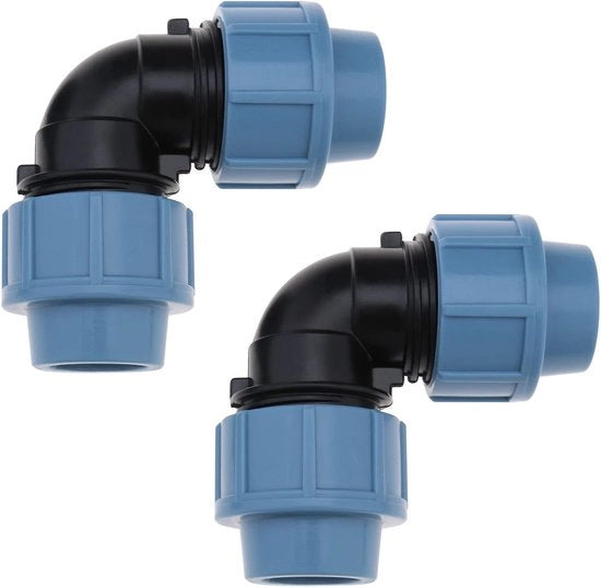 Fitting di irrigazione in PVC a compressione 90 gradi per tubi da 25mm - accessori per irrigazione con alta durata nel tempo