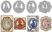 Set di stencil in acciaio di carbonio - Tema vintage - Fotoframmenti retro - Matrizzine per tagliare - Silhouette eleganti - Dimensioni 94x80mm, 96x93mm, 93x75mm, 102x93mm