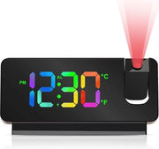 Proiettore di Alarme con Proiezione 180° e Visualizzazione della Temperatura - Alimentazione USB e Batteria - Ideale per la Camera da Letto