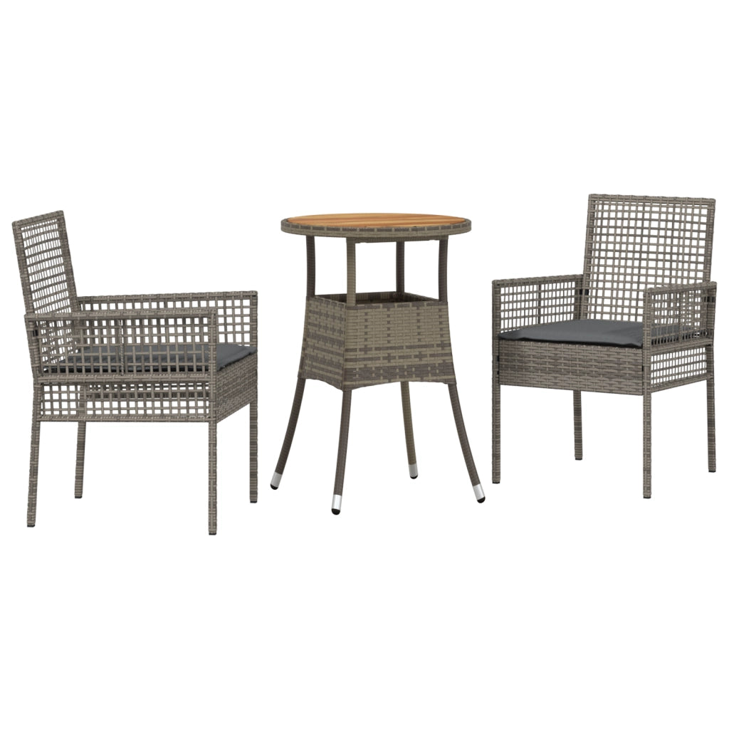 Set da pranzo da giardino a 3 pezzi Grigio in polyrattan