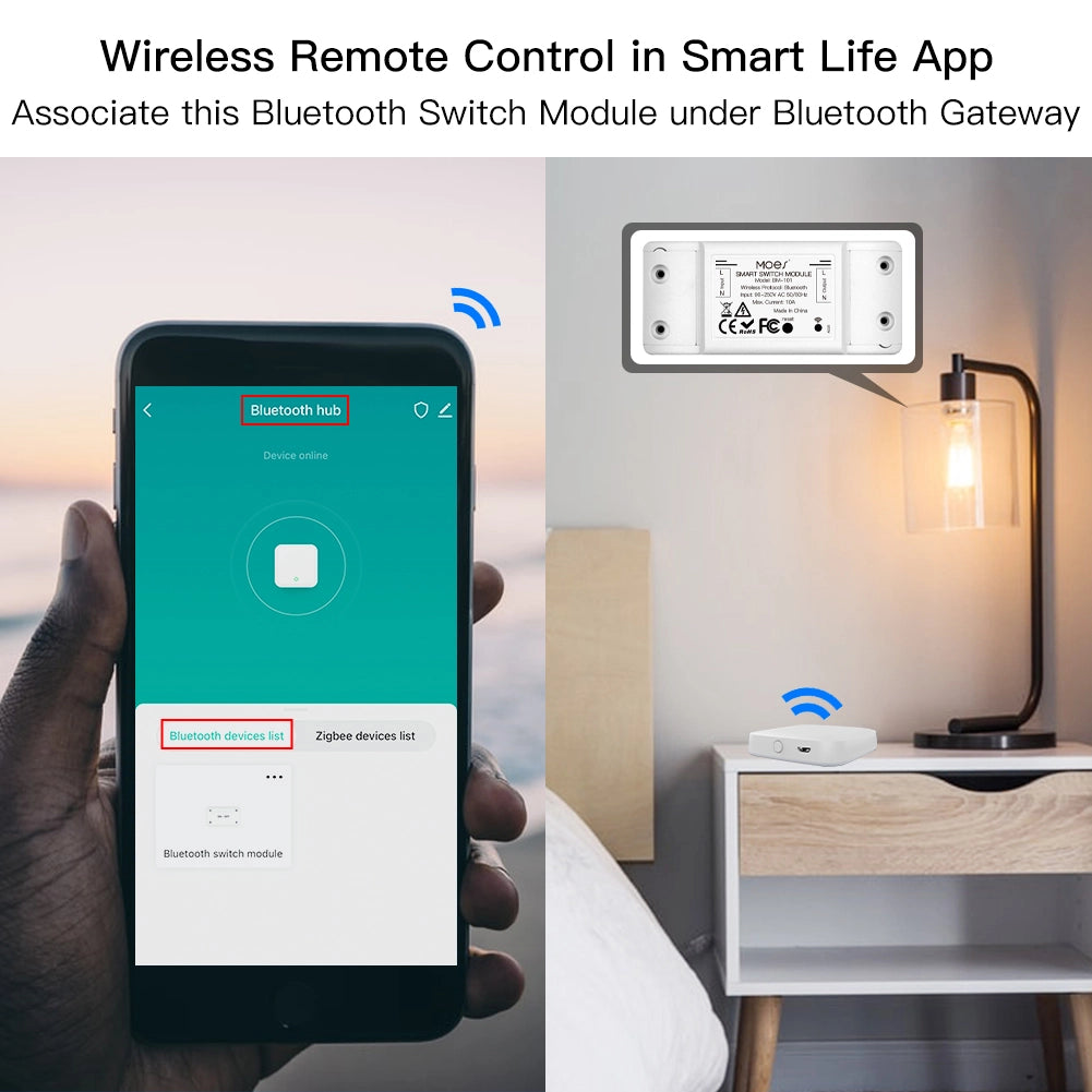 Interruttore Smart Bluetooth BLE 10A Bluetooth BLE Mesh TUYA, Smart Life 10A AC 90-250V 50/60HZ 2200W IP20 SHB101B
