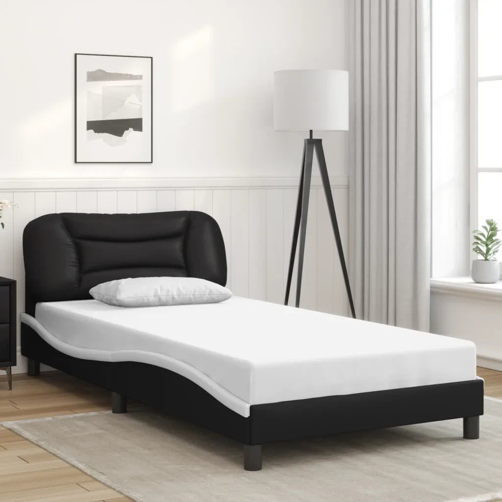 Giroletto con Luci LED Nero e Bianco 100x200 cm in Similpelle